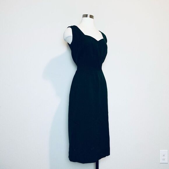 Vtg 1960s Green Pencil Wiggle Slip Dress Pinup Retro Sweetheart M Medium - Picture 3 of 10